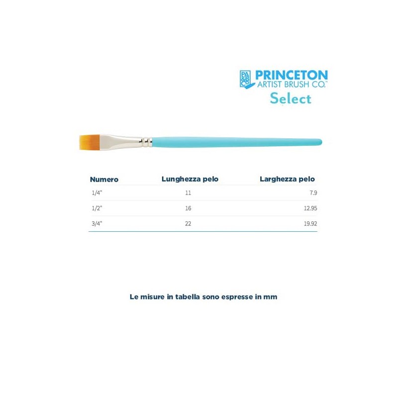 Princeton Select Serie n.P3750 pennello sintetico piatto dentellato, manico corto