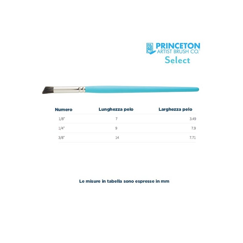 Princeton Select Serie n.P3750 pennello sintetico angolare a testa piatta, manico corto