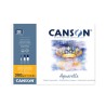 Canson Aquarelle, Blocco collato 4 lati, Bianco, 20 fogli, Grana Fine, 300gr/Mq