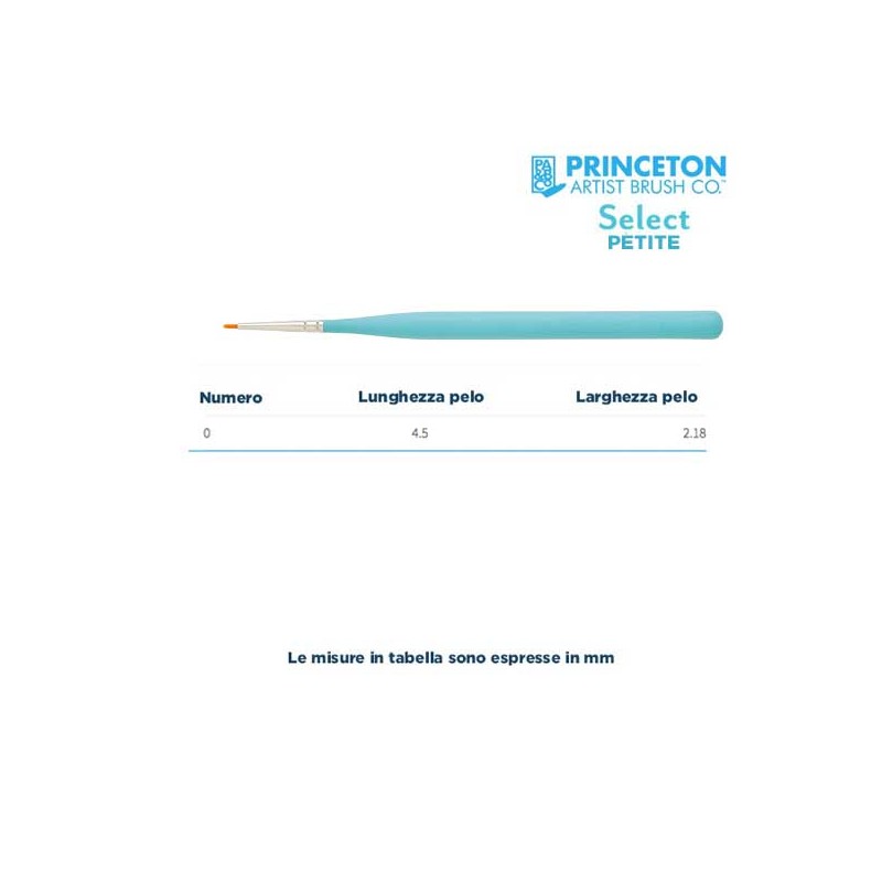 Princeton Select Petite Serie n.P3750 pennello sintetico a lingua di gatto, manico corto