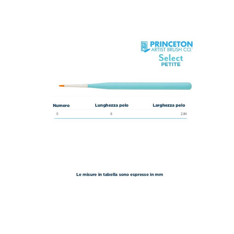 Princeton Select Petite Serie n.P3750 pennello sintetico a punta piatta media, manico corto