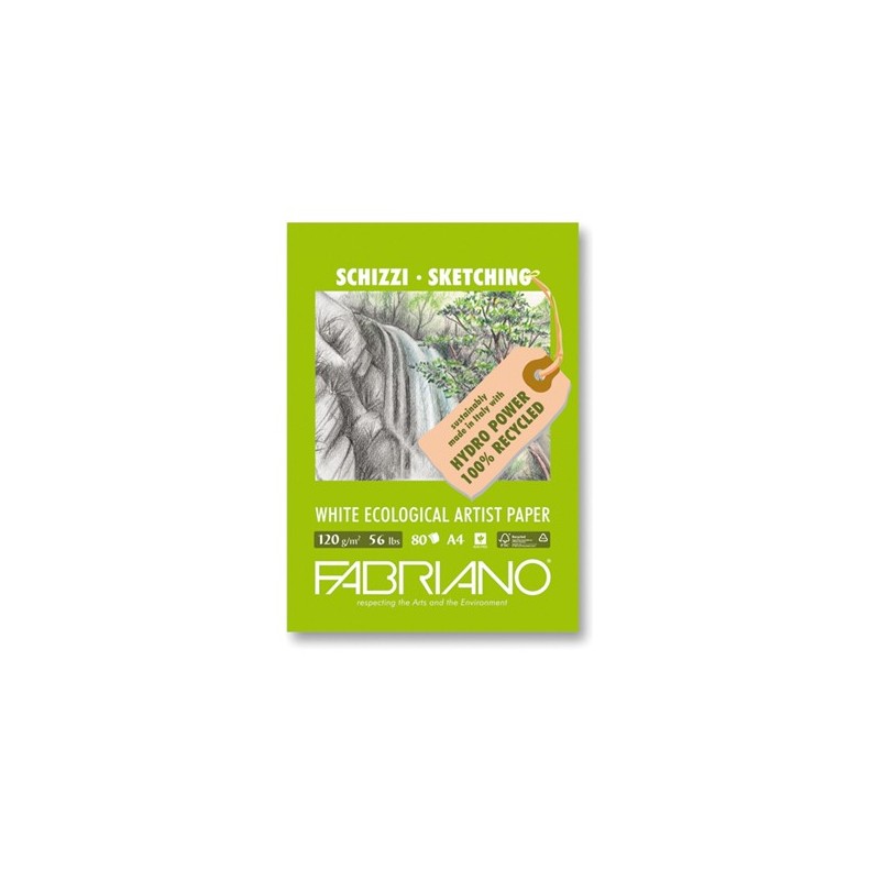 Fabriano Disegno Ecologico per Artisti, blocco 80 fogli, cm 21x29,7, grana naturale, 120 gr/mq