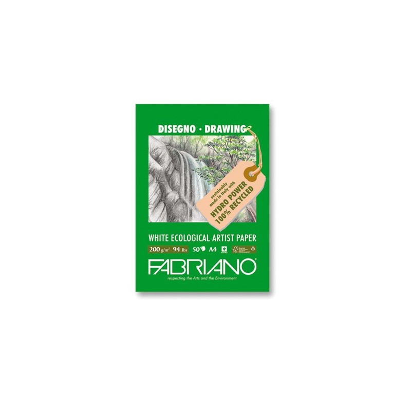 Fabriano Disegno Ecologico per Artisti, blocco 25 fogli, cm 29,7x42, grana naturale, 200 gr/mq