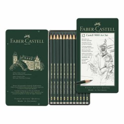 Faber-Castell Art Set 12 Matite Grafite Castell 9000 Scatola in metallo
