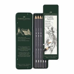 Faber-Castell Set 5 Matite Grafite Aquerellabile Graphite Aquarelle Scatola in metallo