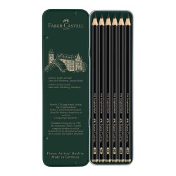 Faber-Castell Set 6 Matite Grafite Pitt Graphite Matt Scatola in metallo