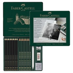 Faber-Castell Set 20 Pitt Graphite Matt & Castell 9000 Scatola in metallo