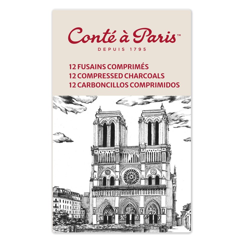 Conté à Paris Set 12 Carboncini Compressi Assortiti Tondi 8mm