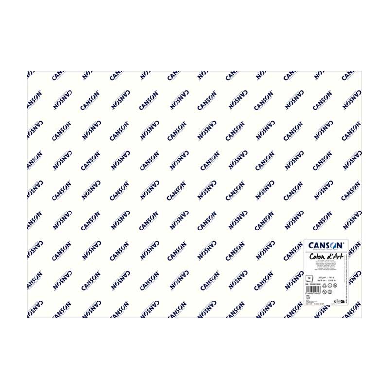 Canson Coton d'art Bianco Naturale, confezione da 10 fogli, cm 56X76, Grana Fine, 300gr/Mq