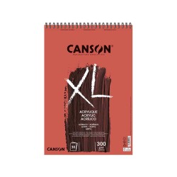 Canson XL Acrylique, Blocco spiralato, Bianco, 30 fogli, Grana telata, 300gr/Mq