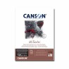 Canson Mi-Teintes, Blocco collato, Nero, 20 Fogli, Grana Nido d'ape e Grana Fine, 160gr/Mq