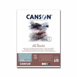 Canson Mi-Teintes, Blocco collato, Toni Blu, 20 Fogli, Grana Nido d'ape e Grana Fine, 160gr/Mq