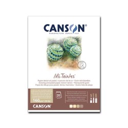 Canson Mi-Teintes, Blocco collato, Toni Bruni, 20 Fogli, Grana Nido d'ape e Grana Fine, 160gr/Mq