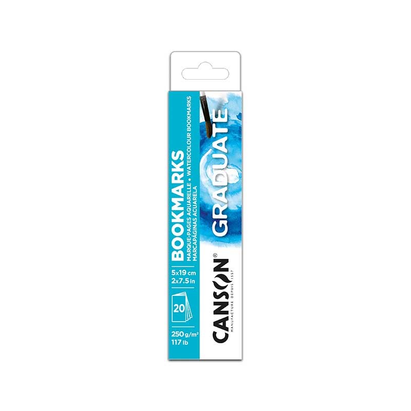 Canson Graduate Aquarelle Bookmarks, Segnalibri da acquerellare, Bianco, 20 Fogli, Grana Fine, 250gr/Mq