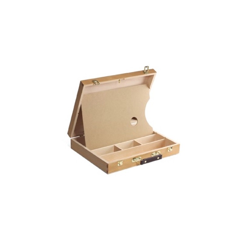 Cassetta Valigetta in legno CM.25X32X7H, con divisori e tavolozza
