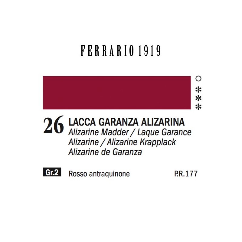 026 - Ferrario Olio 1919 Lacca garanza alizarina