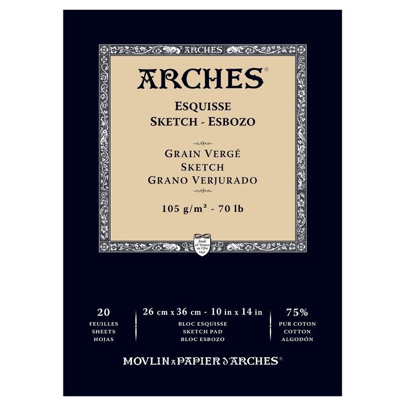 Arches Esquisse Bianco Naturale, blocco collato 1 lato, 20 fogli, cm 26x36, 105gr/mq