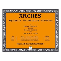 Arches Aquarelle Bianco Naturale, blocco collato 4 lati, 20 fogli, cm 31x41, grana torchon, 300gr/mq