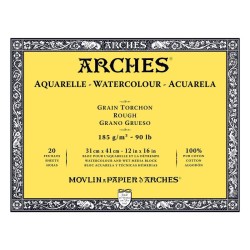 Arches Aquarelle Bianco Naturale, blocco collato 4 lati, 20 fogli, cm 31x41, grana torchon, 185gr/mq