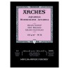 Arches Aquarelle Bianco Naturale, blocco collato 1 lato, 15 fogli, cm 14,8x21, grana satinata, 185gr/mq