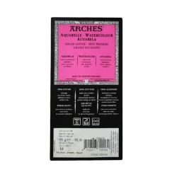 Arches Aquarelle Bianco Naturale, confezione da 10 fogli, cm 56x76, grana satinata, 185gr/mq, dettaglio etichetta