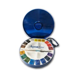 Daler Rowney Aquafine acquerelli Travel set 18 mezzi godet interno