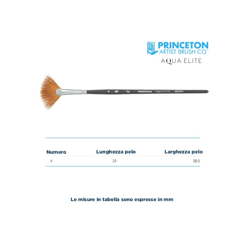 Princeton Aqua Elite Serie n.P4850 pennello sintetico martora ventaglio, manico corto