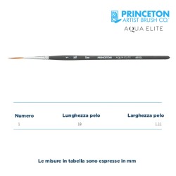 Princeton Aqua Elite Serie n.P4850 pennello sintetico martora liner, manico corto