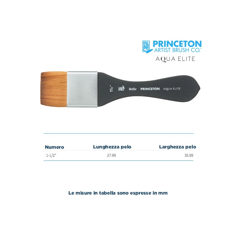 Princeton Aqua Elite Serie n.P4850 pennellessa sintetica martora, manico corto