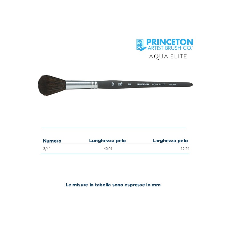 Princeton Aqua Elite Serie n.P4850 bombasino sintetico martora, manico corto