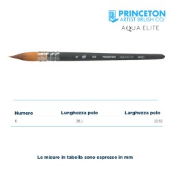 Princeton Aqua Elite Serie n.P4850 lavis tondo montato su piuma sintetico martora, manico corto