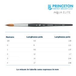 Princeton Aqua Elite Serie n.P4850 pennello sintetico martora tondo, manico corto