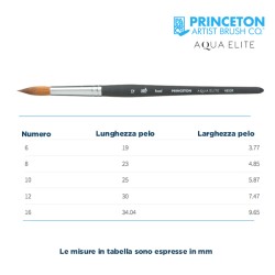 Princeton Aqua Elite Serie n.P4850 pennello sintetico martora tondo, manico corto
