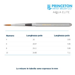 Princeton Aqua Elite Serie n.P4850 pennello sintetico martora tondo travel, manico corto
