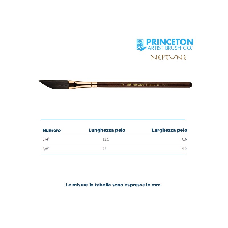 Princeton Neptune Serie n.P4750 pennello sintetico scoiattolo a spada, manico corto