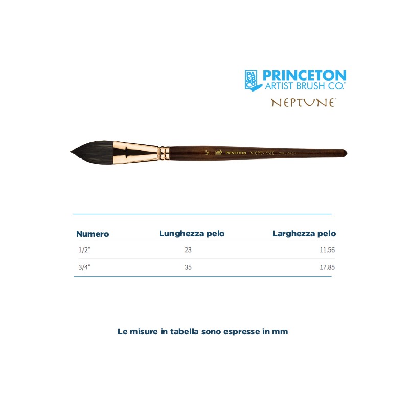 Princeton Neptune Serie n.P4750 pennello sintetico scoiattolo ovale, manico corto
