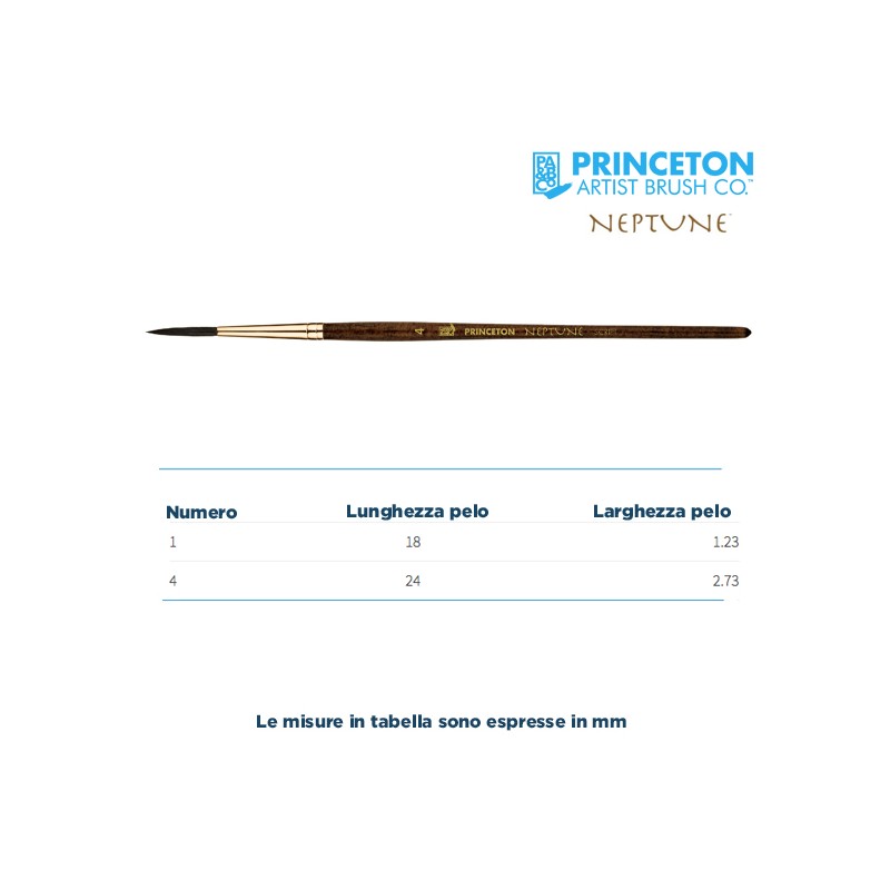 Princeton Neptune Serie n.P4750 pennello sintetico scoiattolo liner lungo, manico corto