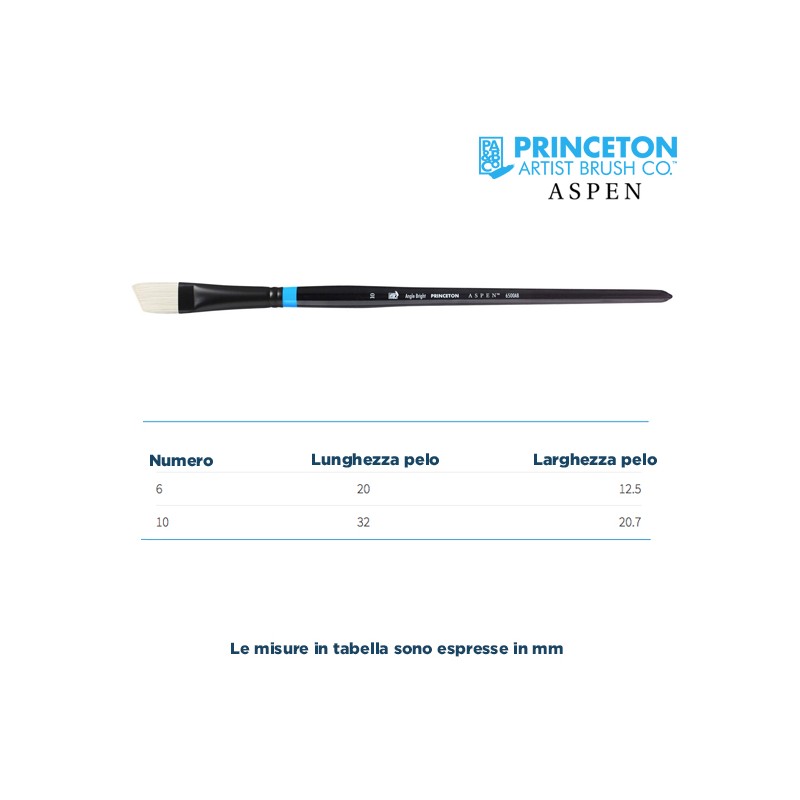 Princeton Aspen Serie n.P6500 pennello setola sintetica angolare corto, manico lungo