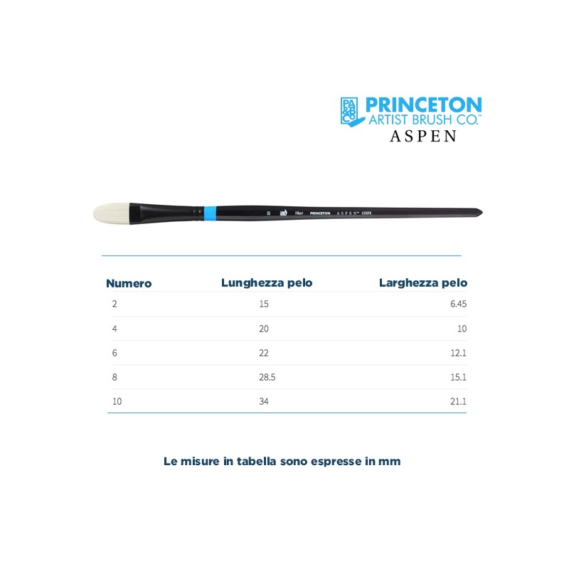 Princeton Aspen Serie n.P6500 pennello setola sintetica lingua di gatto, manico lungo