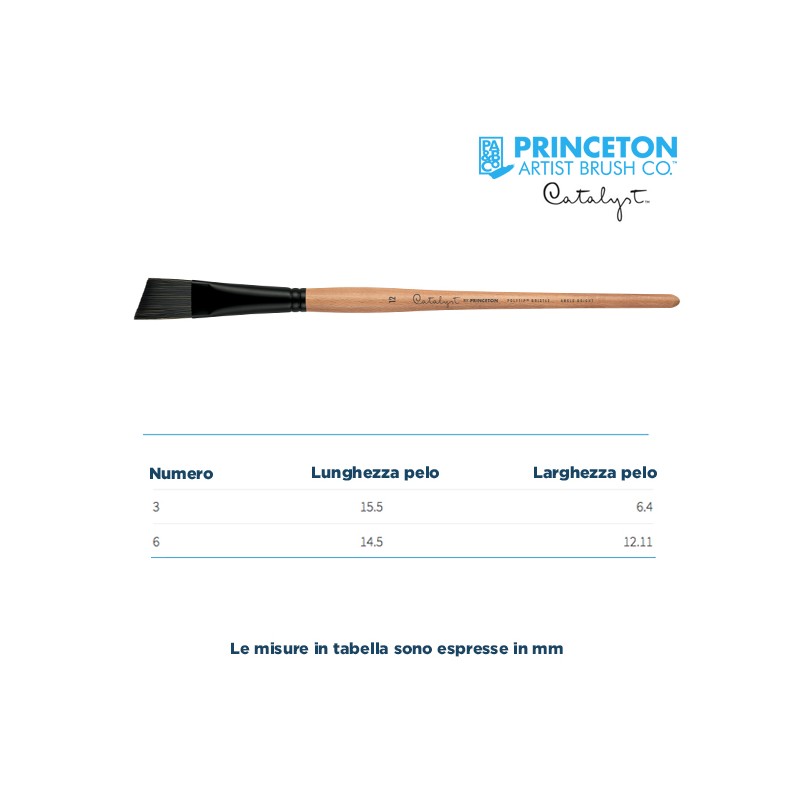 Princeton Catalyst Serie n.P6400 pennello setola sintetica Polytip angolare, manico lungo