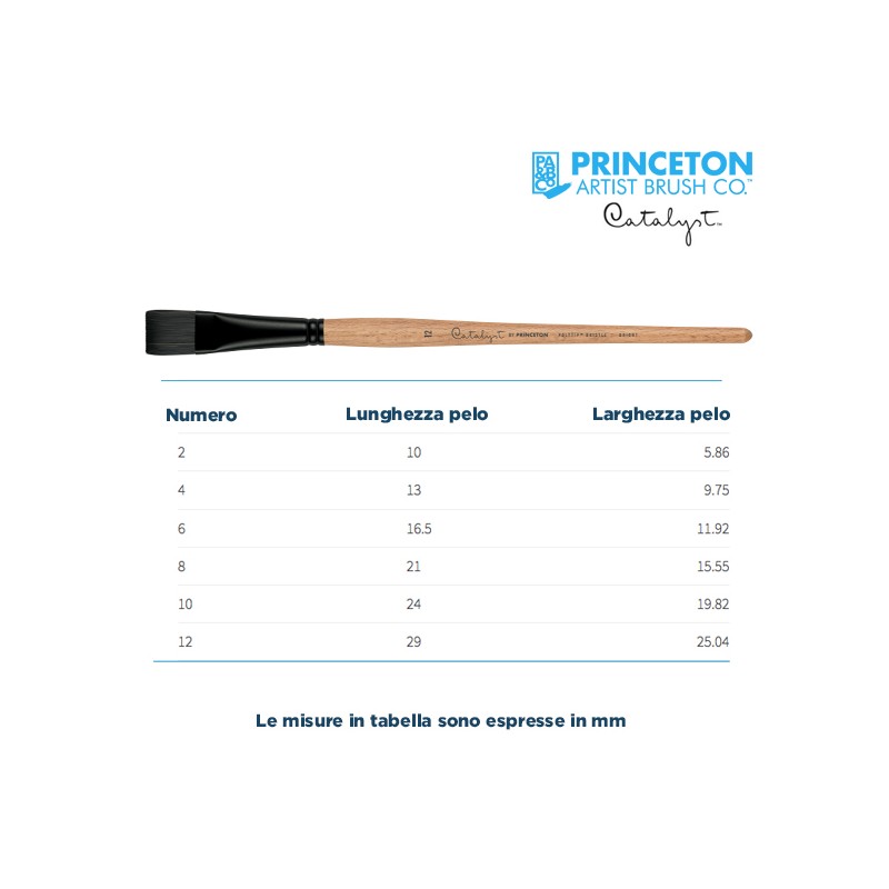 Princeton Catalyst Serie n.P6400 pennello setola sintetica Polytip piatto corto, manico lungo