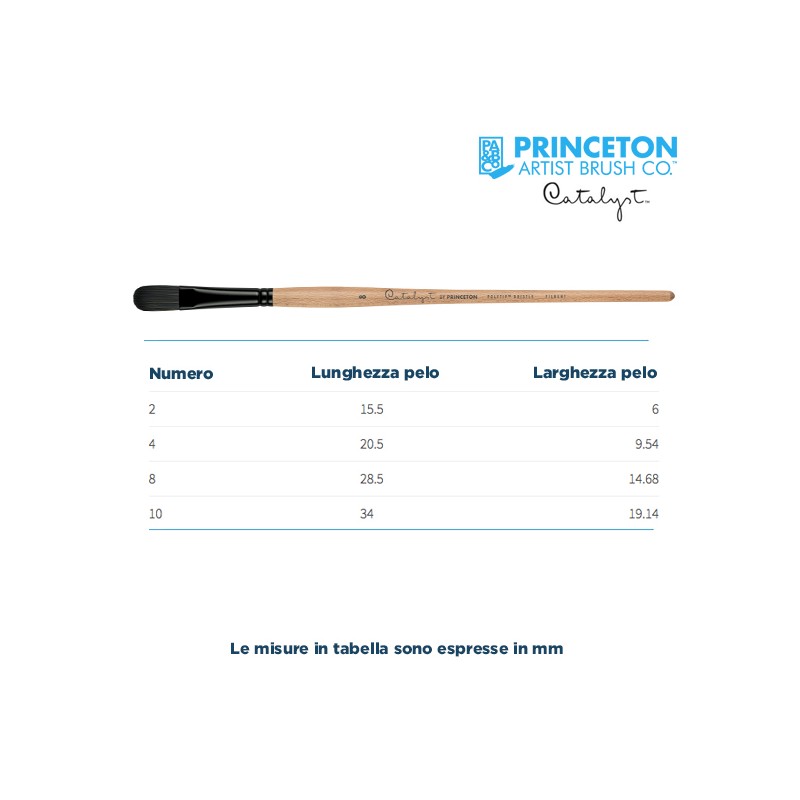 Princeton Catalyst Serie n.P6400 pennello setola sintetica Polytip lingua di gatto, manico lungo