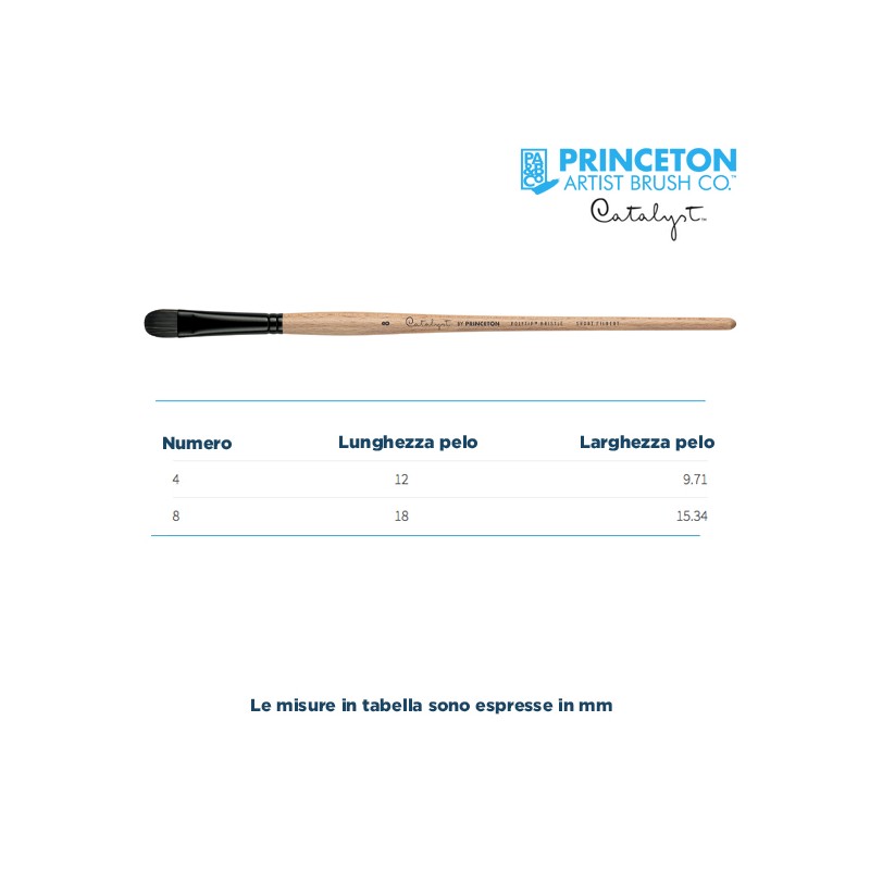 Princeton Catalyst Serie n.P6400 pennello setola sintetica Polytip lingua di gatto corto, manico lungo