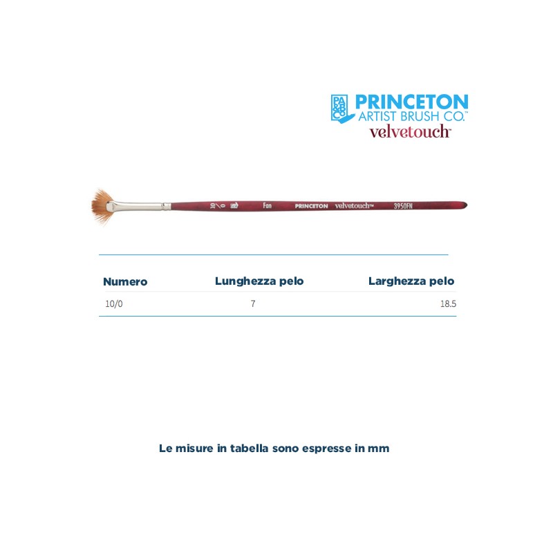 Princeton Velvetouch Serie n.P3950 pennello sintetico fibra mista ventaglio, manico corto