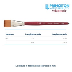 Princeton Velvetouch Serie n.P3950 pennello sintetico fibra mista piatto lavis, manico corto