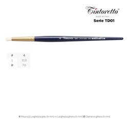 Tintoretto Serie n.TD01 Thierry Duval, pennello in setola extra tondo bombato, manico corto