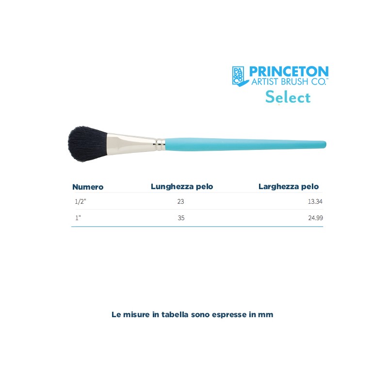 Princeton Select Serie n.P3750 bombasino black sintetico, manico corto
