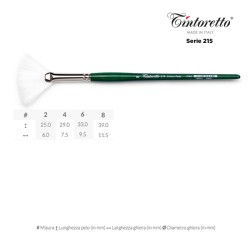 Tintoretto Serie n.215, pennello sintetico perla a ventaglio, manico corto