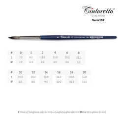 Tintoretto Serie n.107, pennello sintetico vajo kazan a punta tonda, manico corto