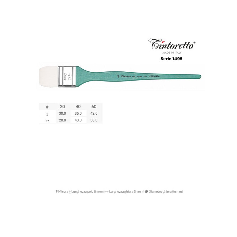 Tintoretto Serie n.1495 Aquaflat, linea Feltracco Acquamarina, pennellessa sintetico capra bianco
